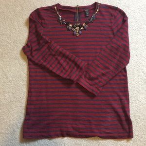 Maroon and Blue JCREW Jewel Embellished Shirt Maroon and Blue JCREW Jewel Embellished Shirt